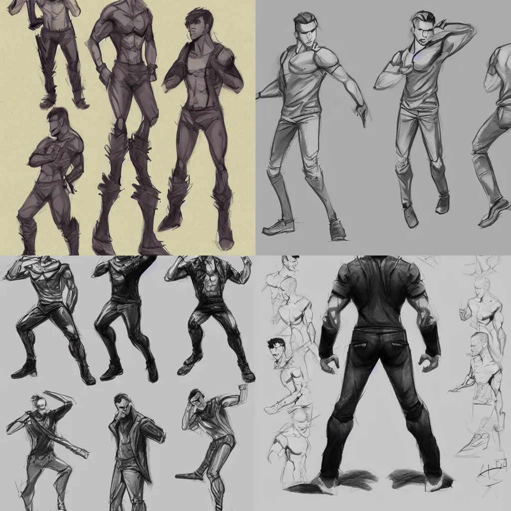 Action pose male sketch reference, Pinterest, HD | Stable Diffusion