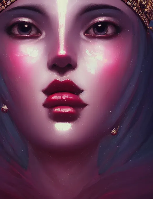 Image similar to blurred background. close-up portrait of a goddess in crown, by Ruby Kurosawaand Afarin Sajedi and Alena Aenami. octane render. superrealism