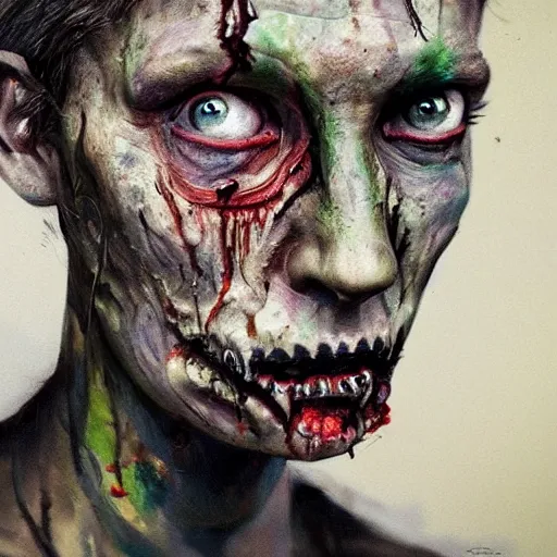 Prompt: Intricate five star Toxic Zombie facial portrait by Pablo Picasso and Greg Rutkowski, oil on canvas, HDR, cinematic, vibrant colors, photo realistic, hyperrealism,high detail, matte finish, high contrast, 3d depth, masterpiece, vivid colors, artstationhd , deviantart