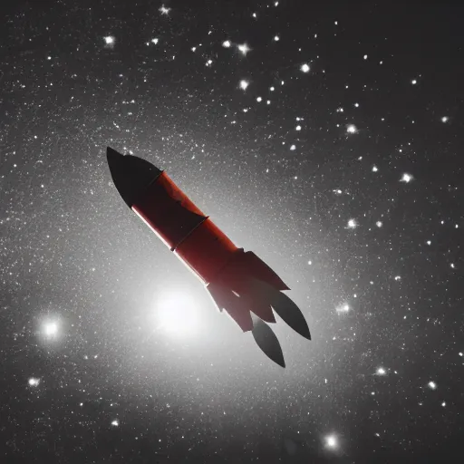 Prompt: photo of a detailed rocket blasting off from mars, black background with glowing stars and satalites, cinematic film still, high contrast, astrophotography, polaroid,