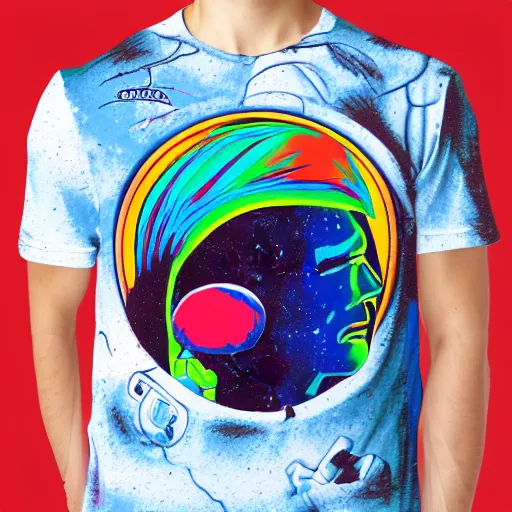 Prompt: astronaut tripping psychedelic trippy, graphic t - shirt design