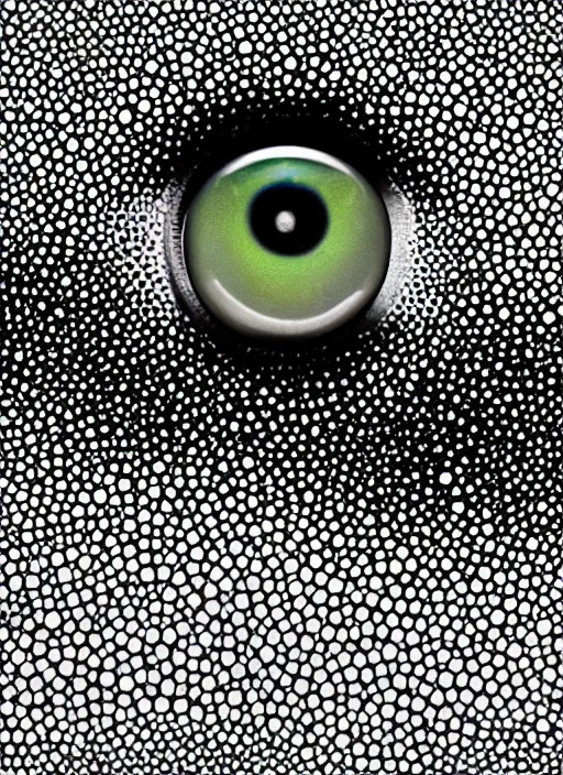 Image similar to macro human eyes!, black centered dot pupil, circle iris ring, happy smiling human eyes, round iris textures, eyelashes, tired half closed, advanced art, art styles mix, from wikipedia, wet eye relections, hd macro photograph, montage of grid shapes