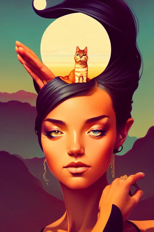 Image similar to smooth cat eyes, desert colors, centered median photoshop filter cutout vector behance hd by artgerm, jesper ejsing, by rhads, makoto shinkai and lois van baarle, ilya kuvshinov, rossdraws, illustration, art by ilya kuvshinov and gustav klimt