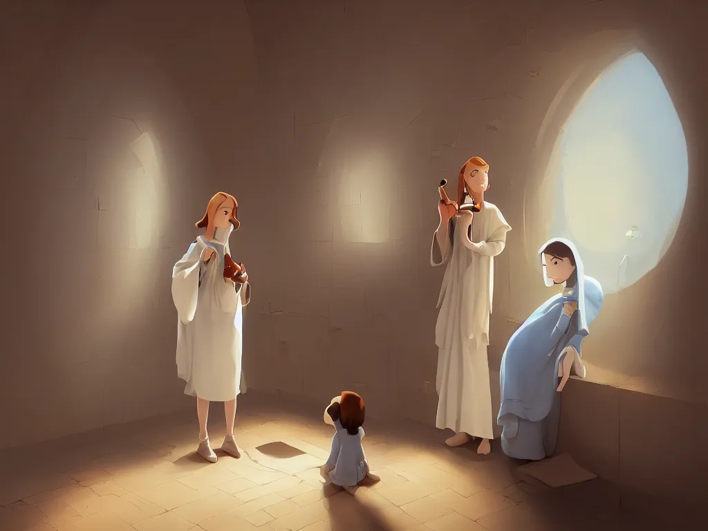 Image similar to the annunciation by goro fujita, trending on artstation, 8k, highly detailed