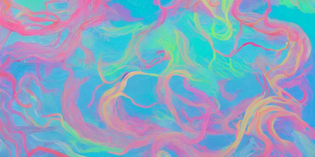 Prompt: an abstract rendering of abstraction pastel colors and whipped paint noodles by James Jean, trending on artstation