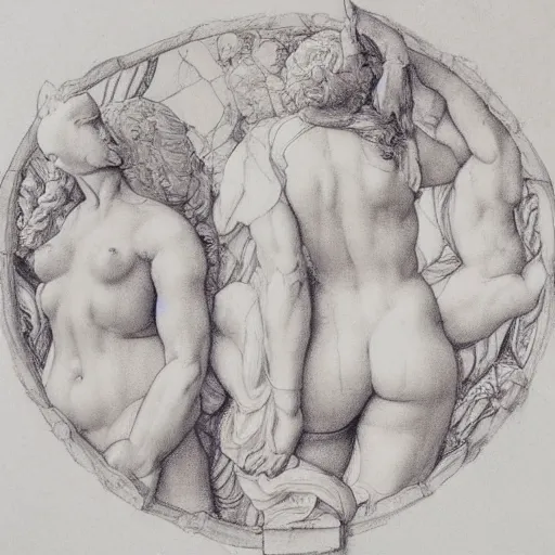 Image similar to of michaelangelo intricate detailed drawings of the female form full figure women different positions