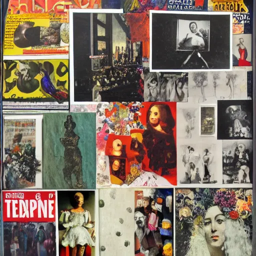 Image similar to collage from magazines and paper, museum of modern art new york, masterpiece, auction, detailed