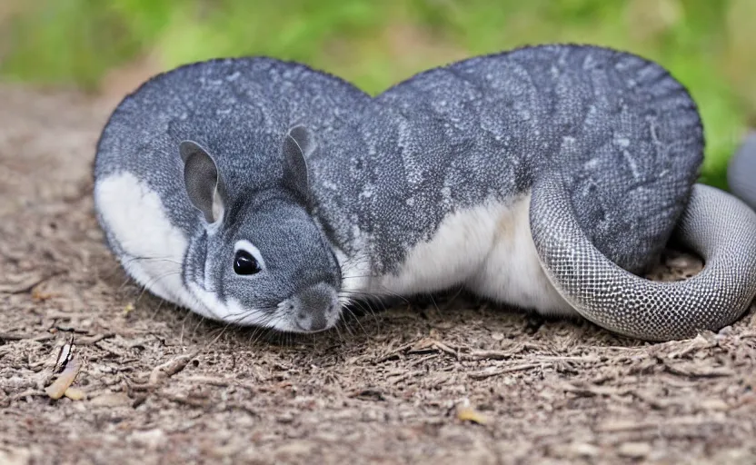 Image similar to chinchilla snake, big long fluffy body, multiple limbs, many legs