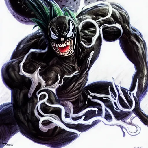 Prompt: a sketch of son goku as venom the symbiote | venom movie | ~ ~ cinematic ~ ~ lighting | award - winning | closeup portrait | by donato giancola and mandy jurgens and charlie bowater | featured on artstation | pencil sketch | sci - fi alien