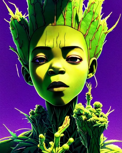 Prompt: marijuana groot kid | | very very anime!!!, fine - face, audrey plaza, realistic shaded perfect face, fine details. anime. realistic shaded lighting poster by ilya kuvshinov katsuhiro otomo ghost - in - the - shell, magali villeneuve, artgerm, jeremy lipkin and michael garmash and rob rey