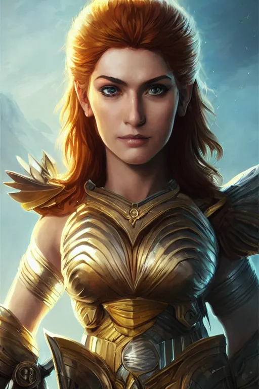 Image similar to amazon valkyrie athena, d & d, fantasy, portrait, highly detailed, headshot, digital painting, trending on artstation, concept art, sharp focus, illustration, art by artgerm and greg rutkowski and magali villeneuve