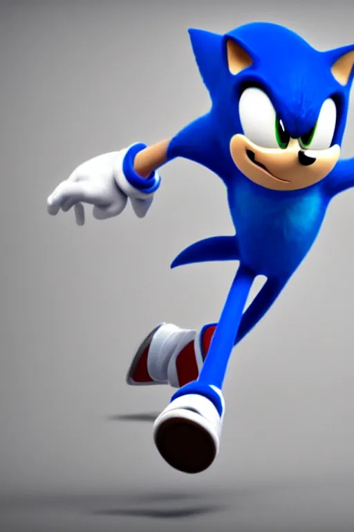 Prompt: 3 d render of running sonic, unreal engine, pixar style