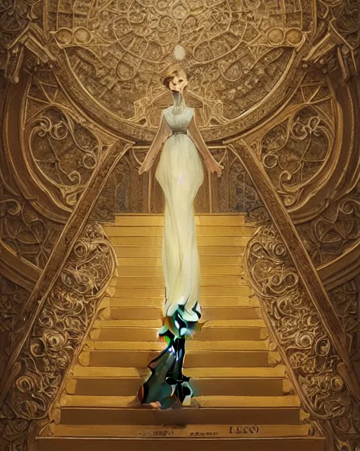 Prompt: the little prince on staircase at livraria lello, real life skin, intricate, highly detailed, artstation, concept art, smooth, sharp focus, art by artgerm and greg rutkowski