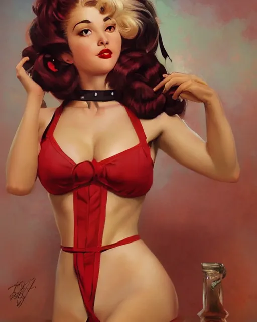 Prompt: in the style of artgerm and Andreas Rocha and Gil Elvgren and Joshua Middleton and Gil Elvgren, full body pin-up modeling of pretty young woman with dreadlocks, symmetrical face, red paint strip across eyes, natural lighting, warm colors, american postcard art style, pin-up postcard