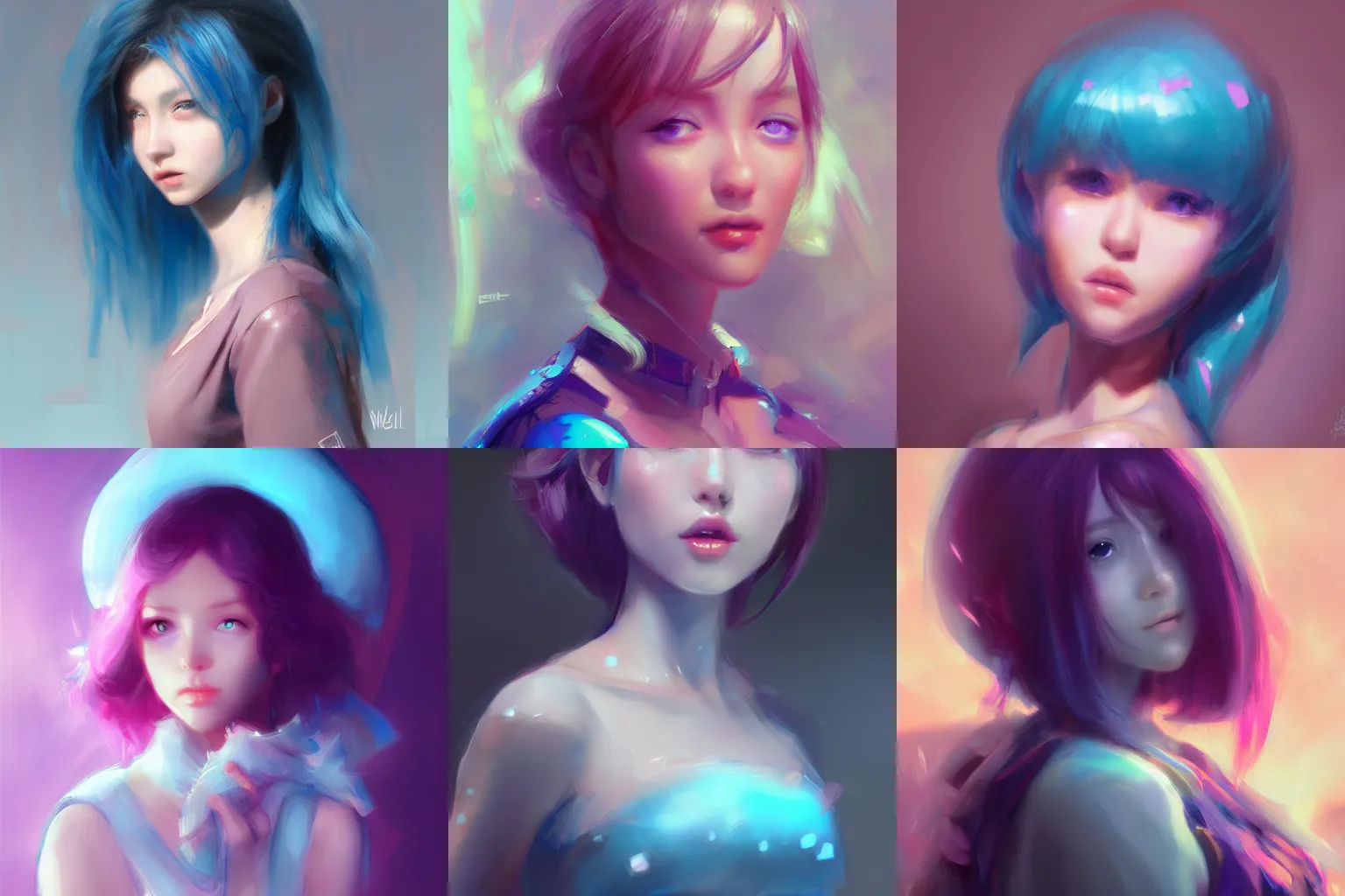 Prompt: Bella ragazza, bubblegum, visualartzi, korean, and blue image, concept art by Andree Wallin, highly detailed, ultra detailed, ultra realistic, trending on artstation