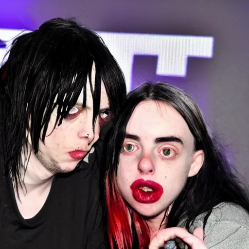 Prompt: billie eilish kissing with jeff the killer