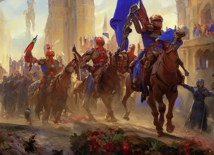 Image similar to halo master chief in a medieval royal procession by vladimir volegov and alexander averin and delphin enjolras and daniel f. gerhartz