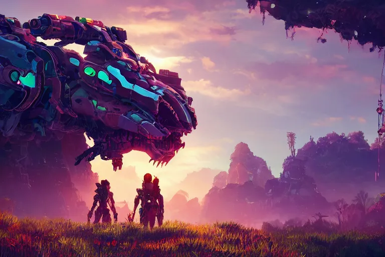 Image similar to watcher machine mecanical creature robot of horizon forbidden west horizon zero dawn radiating a glowing aura global illumination ray tracing hdr fanart arstation by ian pesty and alena aenami artworks in 4 k