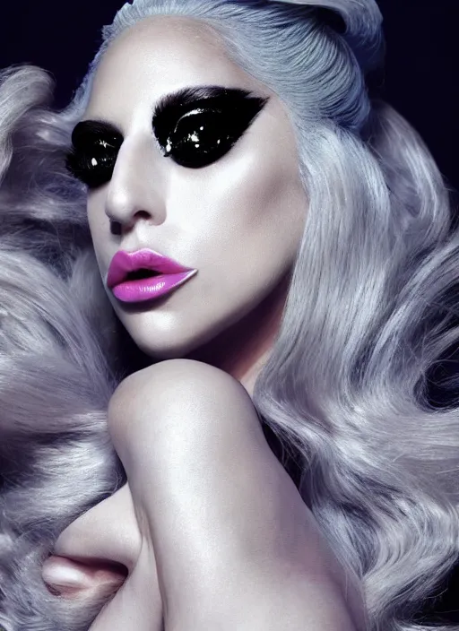 Image similar to lady gaga photoshoot by nick knight editorial studio lighting 4k makeup by Pat McGrath