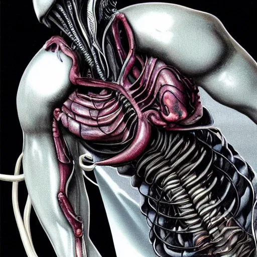 Image similar to xenomorph mating process in the style of grey's anatomy medical textbook