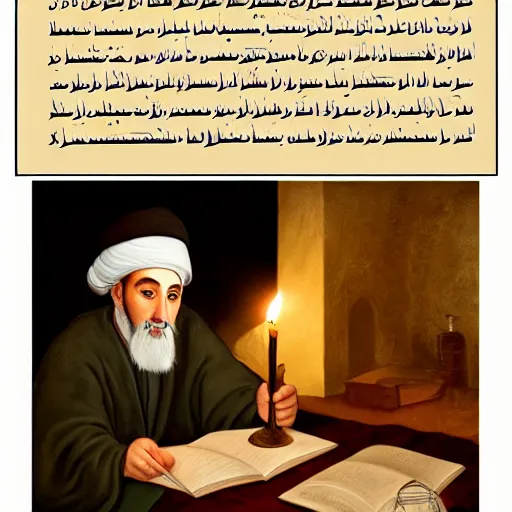 Prompt: maimonides writing by candlelight, in the style of a veggie tales cartoon