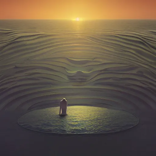 Image similar to Filip Hodas, minimalistic, hyperrealistic surrealism, award winning masterpiece with incredible details, epic stunning, infinity pool, a surreal vaporwave liminal space, highly detailed, trending on ArtStation, artgerm and greg rutkowski and alphonse mucha, daily deviation, IAMAG, broken giant marble head statue ruins, golden hour