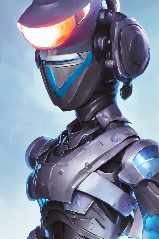 Image similar to epic mask helmet robot ninja portrait stylized as fornite style game design fanart by concept artist gervasio canda, behance hd by jesper ejsing, by rhads, makoto shinkai and lois van baarle, ilya kuvshinov, rossdraws global illumination radiating a glowing aura global illumination ray tracing hdr render in unreal engine 5