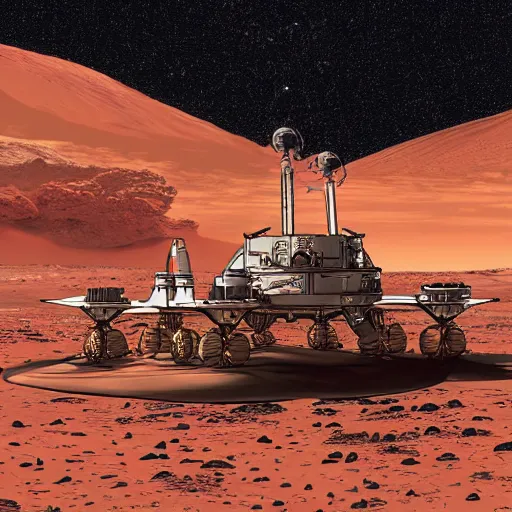 Image similar to colonization of mars in romantic artwork style