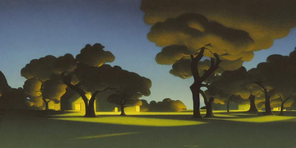 Image similar to a night landscape background, rob gonsavles, eyvind earle, heade martin johnson, edward hopper, armstrong rolf