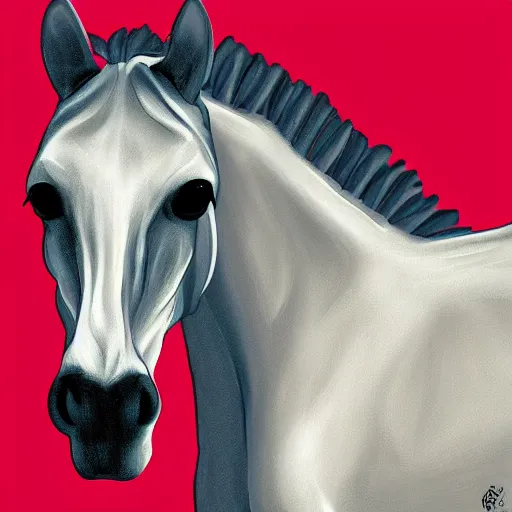 Image similar to a digital painting of a skeleton horse, digital art