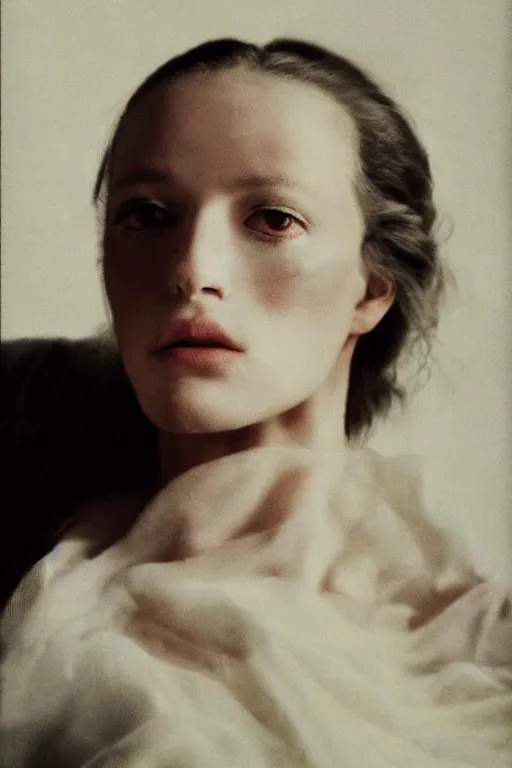 Image similar to hyperrealism close - up fashion portrait by roversi photo from the holy mountain by alejandro jodorowsky in style of francisco goya