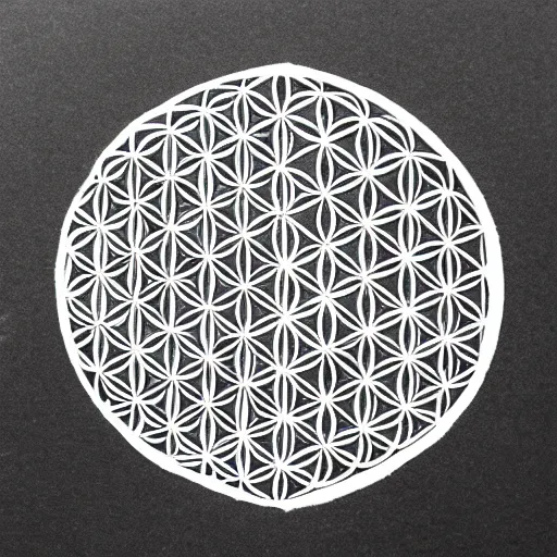 Image similar to ' flower of life'geometry concept drawing plan in black ink line - art