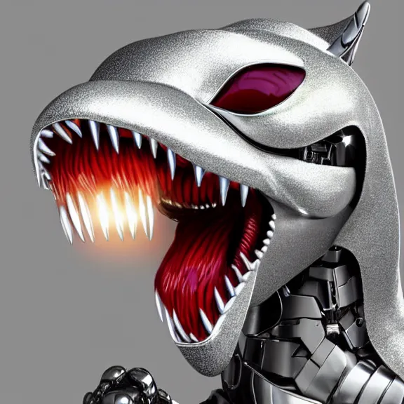 Image similar to close up mawshot of a cute elegant beautiful stunning anthropomorphic female robot dragon, with sleek silver metal armor, glowing OLED visor, facing the camera, the open maw being highly detailed and soft, with a gullet at the end, you looking into the maw, food pov, micro pov, vore, digital art, pov furry art, anthro art, furry, warframe art, high quality, 3D realistic, dragon mawshot, maw art, macro art, micro art, dragon art, Furaffinity, Deviantart, Eka's Portal, G6