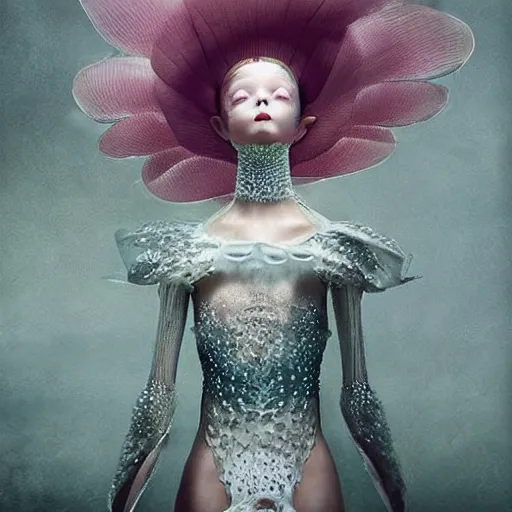 Image similar to a luminous armor made of jelly fishes. soft. fragile. by ray caesar. by louise dahl - wolfe. by andrea kowch. surreal photography
