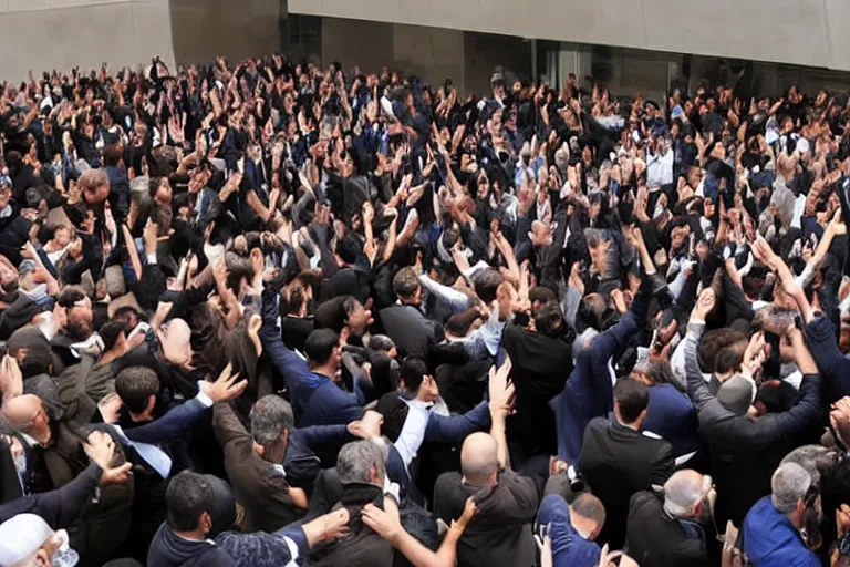 Prompt: Mosh pit at the Knesset