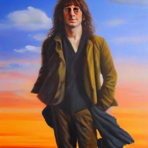 Image similar to A portrait of John Lennon, oil painting, majestic, detailed, high resolution