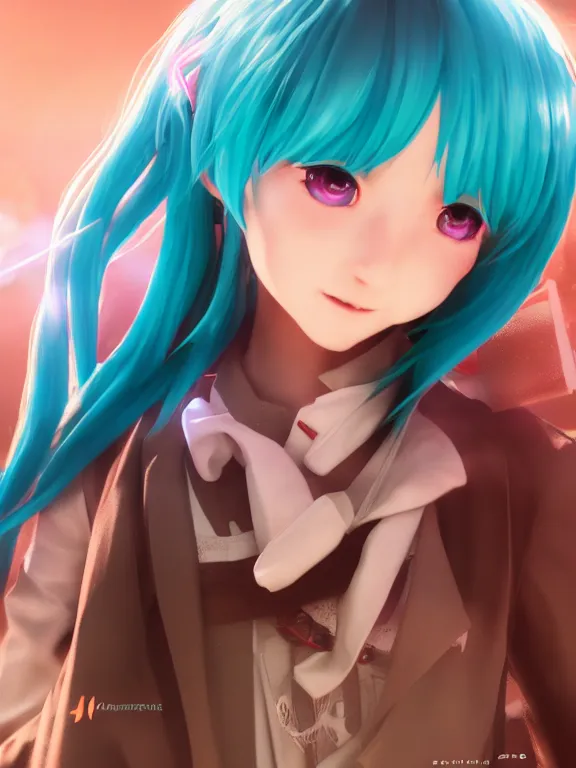 Prompt: portrait art of hatsune miku 8 k ultra realistic, lens flare, atmosphere, glow, detailed, intricate, full of colour, cinematic lighting, trending on artstation, 4 k, matte, hyperrealistic, focused, extreme details, unreal engine 5, cinematic, masterpiece