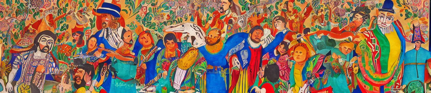 Image similar to [ mexican folk art ] mural depicting joseph and the amazing technicolor dreamcoat