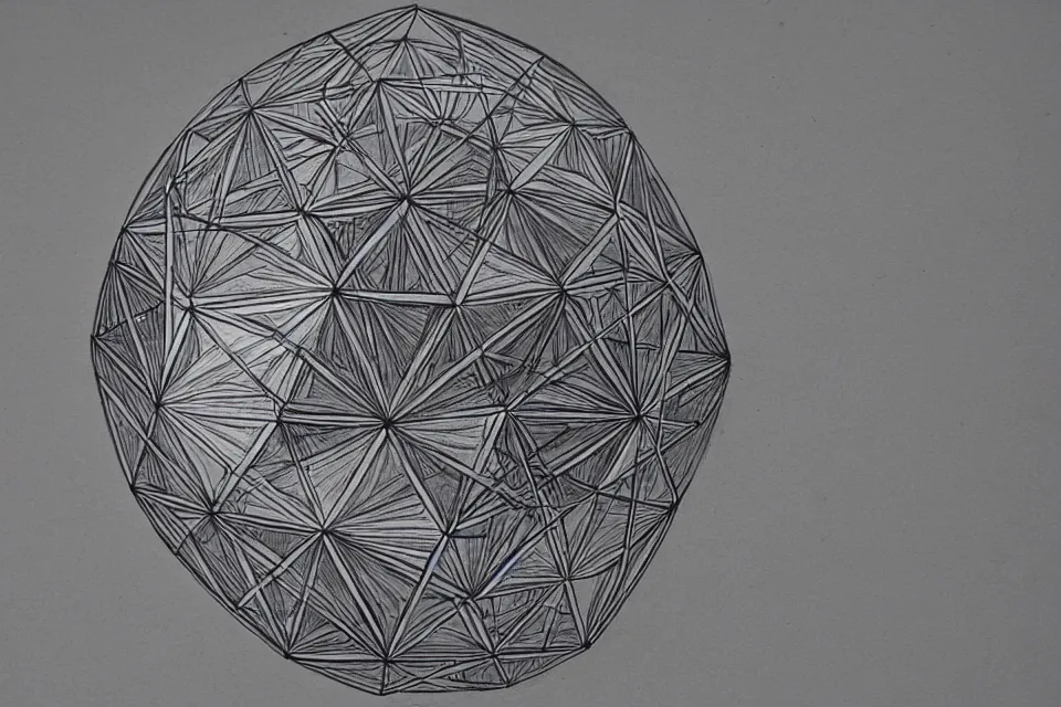 Image similar to geometric anamorphic drawing of a dodecahedron