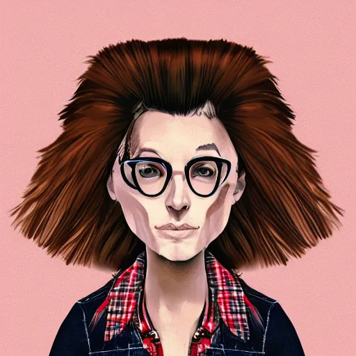 Prompt: woman wearing a flannel jacket and jeans, character design, but her head is replaced with a giant eggshell, digital art, stylised, 4 k