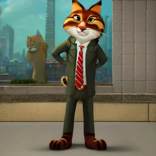 Prompt: anthropomorphic cat, in the style of zootopia