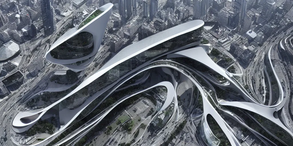 Image similar to a city designed by Zaha Hadid