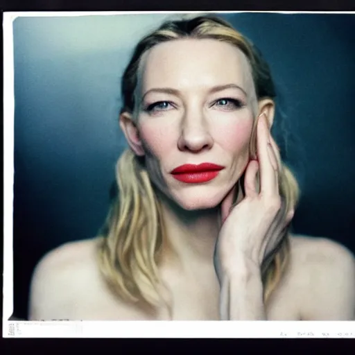 Prompt: realistic photoshooting,, color film photography, portrait of cate blanchett, in style of Davey Adesida, 35mm, film photo