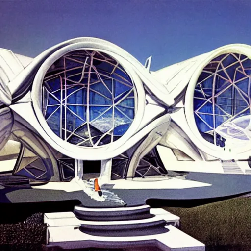 Prompt: futuristic temple by buckminster fuller and syd mead, intricate contemporary architecture, photo journalism, photography, cinematic, national geographic photoshoot