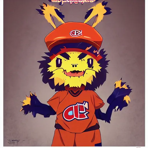 Image similar to scary anime Portrait of Youppi the Habs Montreal Canadiens Mascot as a very cute powerful and violent pokemon, highly detailed anime, high evolution, 1990s, legendary, smooth, sharp focus, dynamic lighting, intricate, trending on ArtStation, stuff of nightmare, illustration pokemon, art by WLOP