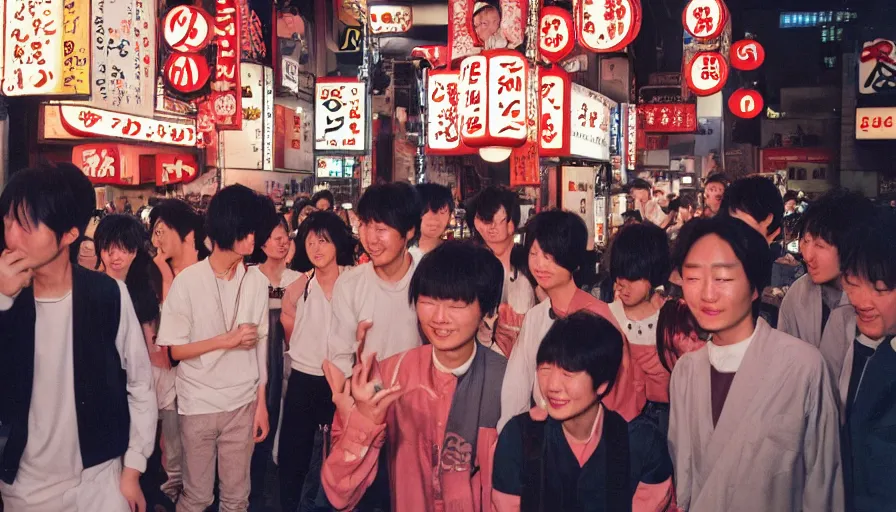 Image similar to masterful photography by haruto hoshi and yang seung woo, young people enjoying night life in kabuki cho japan, full color, shot on cinestill 8 0 0 t with a canon 3 5 mm lens aperture f / 5. 6, very realistic, highly detailed, intricate details