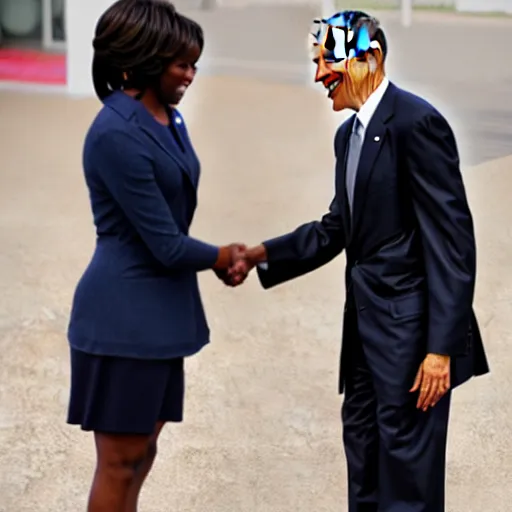 Image similar to amelia watson finally shakes hands with her hero, barack obama