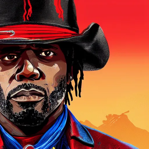 Image similar to Rapper Chief Keef In red dead redemption 2 digital art 4K quality super realistic