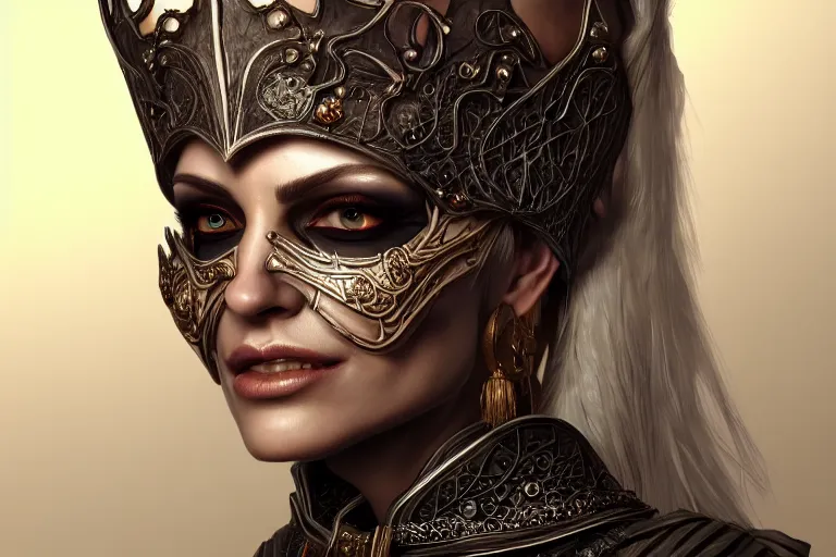 Image similar to a full portrait of a beautiful woman wearing, wearing extremely detailed attire, slim complexity, extremely detailed eyes, medievil, dnd, extremely detailed, high quality, trending on artstation, photo realistic