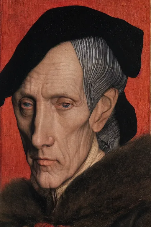 Image similar to portrait of jedi master wilhuff tarkin, oil painting by jan van eyck, northern renaissance art, oil on canvas, wet - on - wet technique, realistic, expressive emotions, intricate textures, illusionistic detail